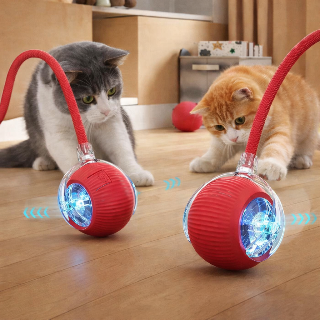 Interactive Ball Toy with Tail for Cats