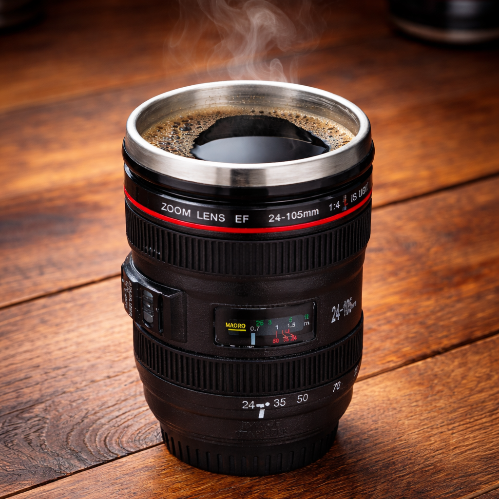 LensBrew 380ml Camera Lens Coffee Mug Stainless Steel