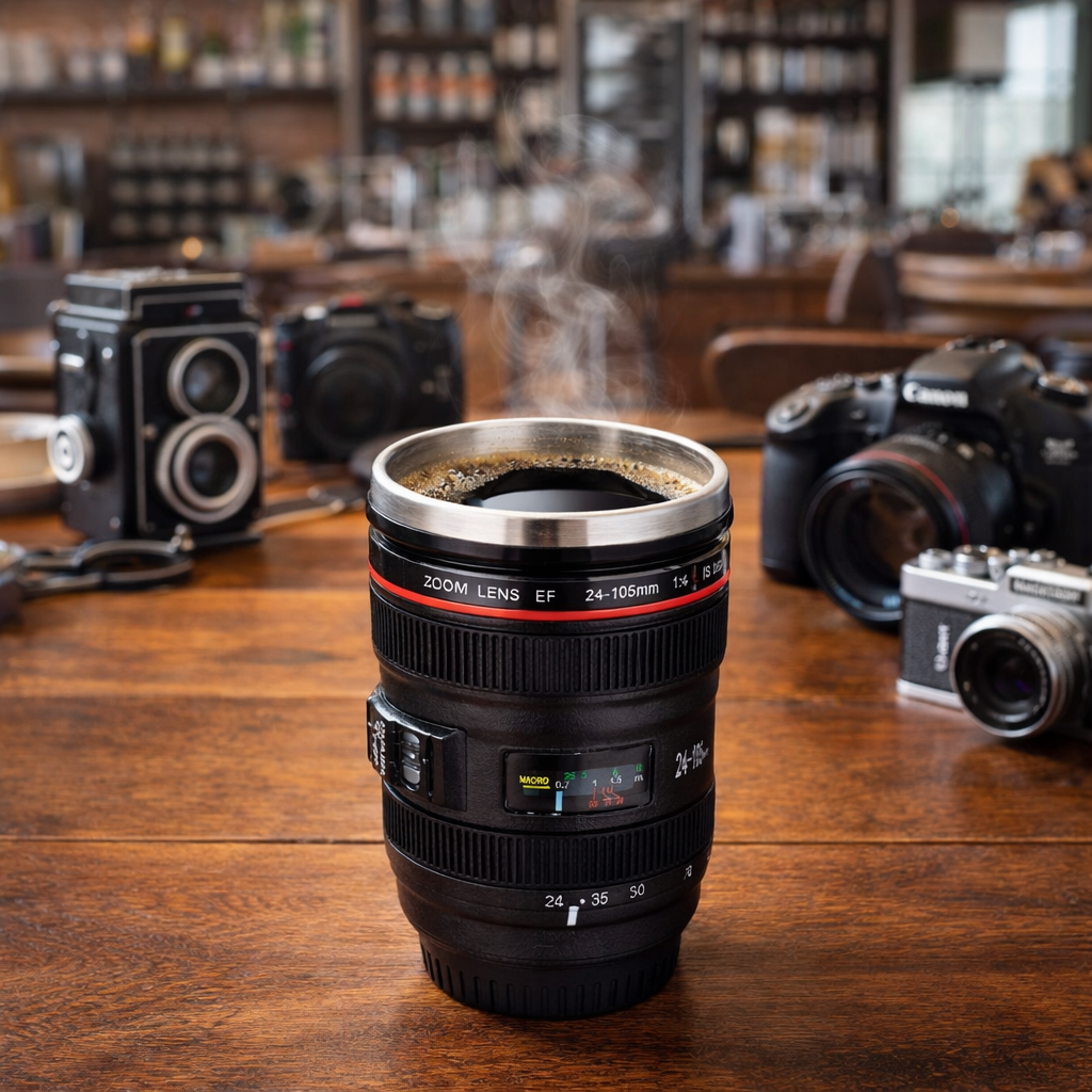 LensBrew 380ml Camera Lens Coffee Mug Stainless Steel