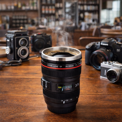 LensBrew 380ml Camera Lens Coffee Mug Stainless Steel