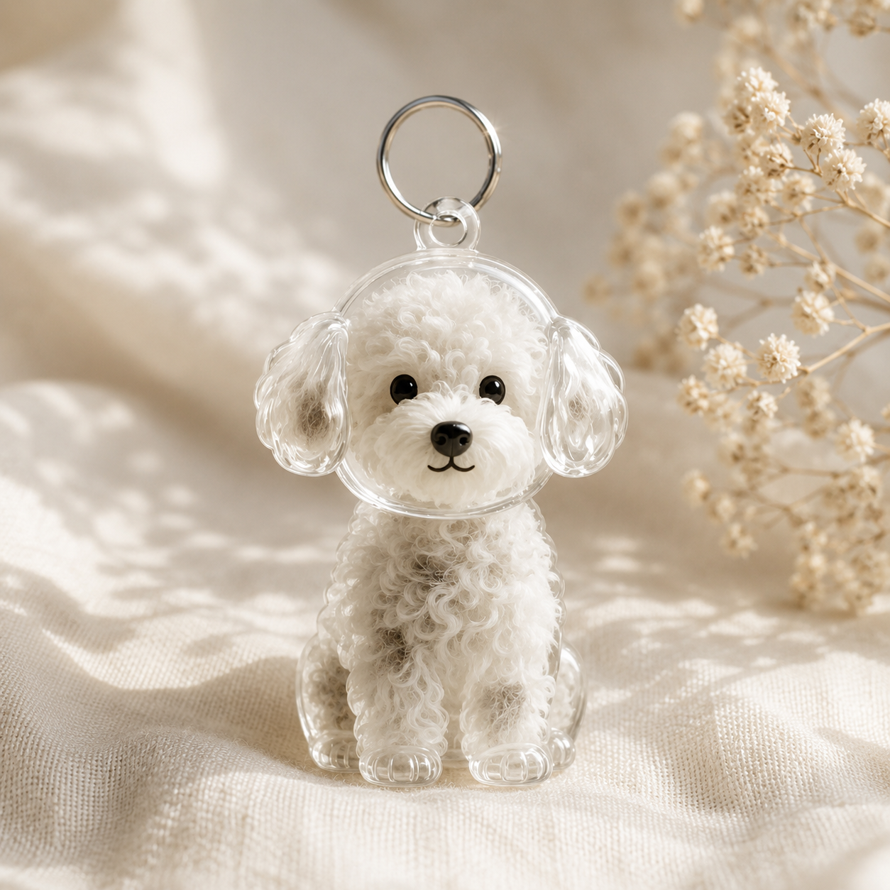 Dogs Hair Storage Pendant Cute Keychain Bag Pendant Couple Car Key Chains Jewelry Souvenir Collection Gift Decor Dog Accessories