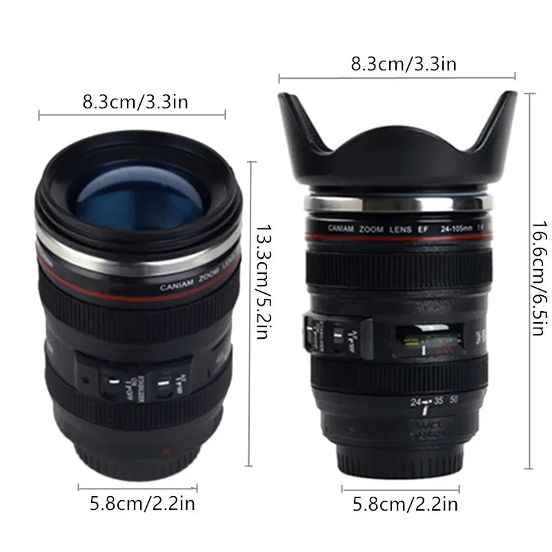 LensBrew 380ml Camera Lens Coffee Mug Stainless Steel