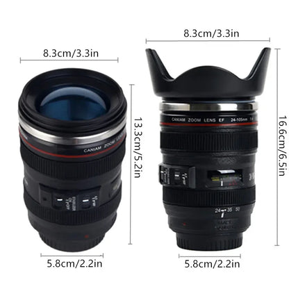 LensBrew 380ml Camera Lens Coffee Mug Stainless Steel