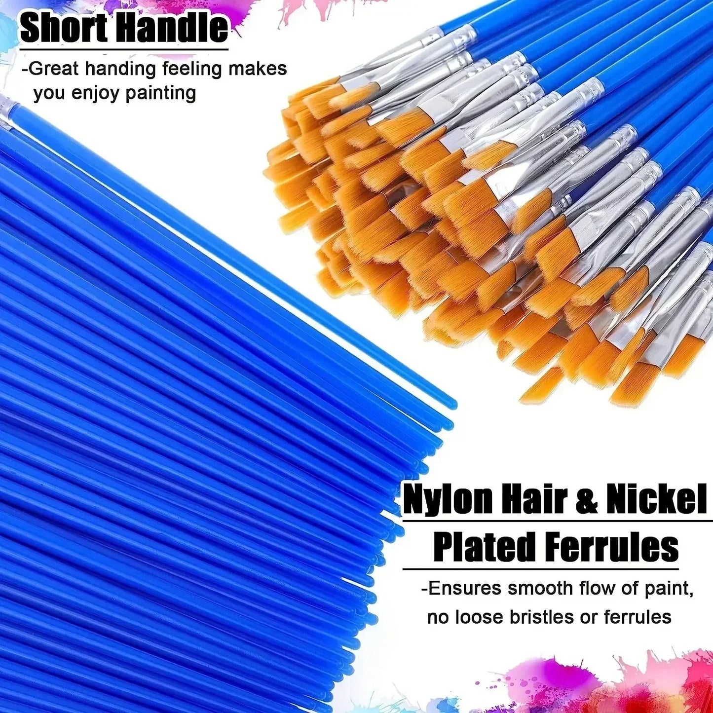 5-200Pcs Paint Brushes Set for Kids Acrylic with Flat round Pointed Paint Brushes Craft Watercolor Oil Painting Brushes