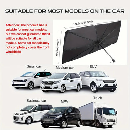 Windshield Sun Shade Umbrella, Foldable Car Windshield Sun Shade Cover, 56" X 31" UV & Heat Insulation Car Sun Shade, Universal Fit for Sedans, Suvs & Trucks