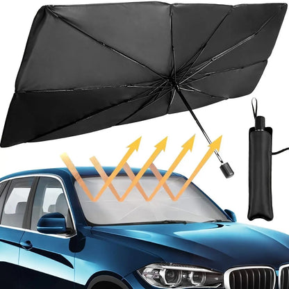 Windshield Sun Shade Umbrella, Foldable Car Windshield Sun Shade Cover, 56" X 31" UV & Heat Insulation Car Sun Shade, Universal Fit for Sedans, Suvs & Trucks