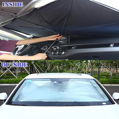 Windshield Sun Shade Umbrella, Foldable Car Windshield Sun Shade Cover, 56" X 31" UV & Heat Insulation Car Sun Shade, Universal Fit for Sedans, Suvs & Trucks