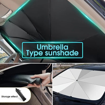 Windshield Sun Shade Umbrella, Foldable Car Windshield Sun Shade Cover, 56" X 31" UV & Heat Insulation Car Sun Shade, Universal Fit for Sedans, Suvs & Trucks